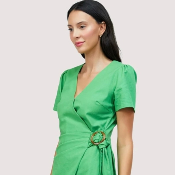 NWT $158 Lost + Wander Green Wrap Midi Dress, Small - Picture 6 of 17